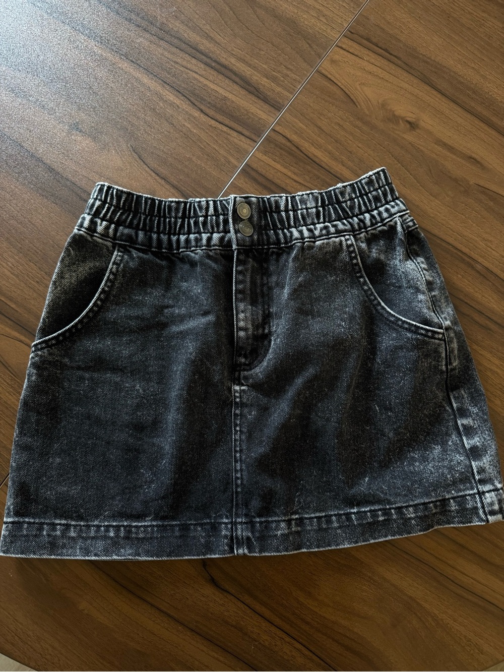 BDG Denim Mini Skirt with Elastic Waistband Washed Black